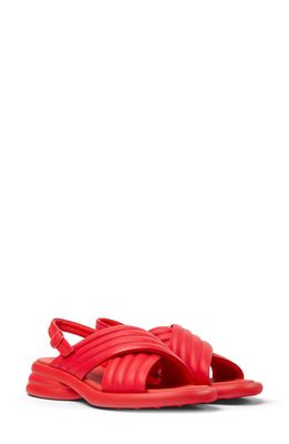 Camper Spiro Quilted Crisscross Slingback Sandal in Red