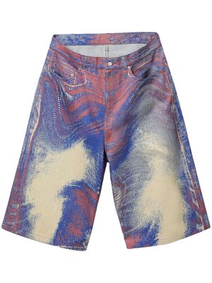 CamperLab swirl-print denim shorts - Purple