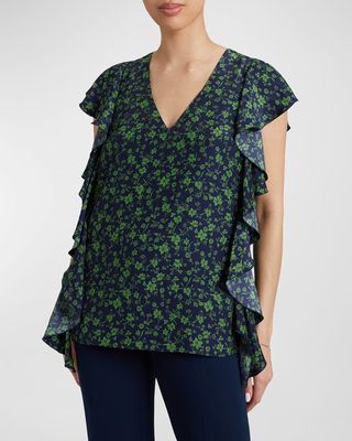 Camryn Floral-Print Ruffle Blouse