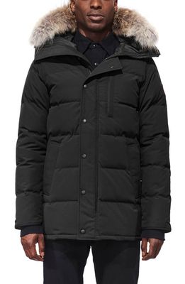 Canada Goose Carson Fusion Fit Hooded Down Parka with Genuine Coyote Fur Trim in Black