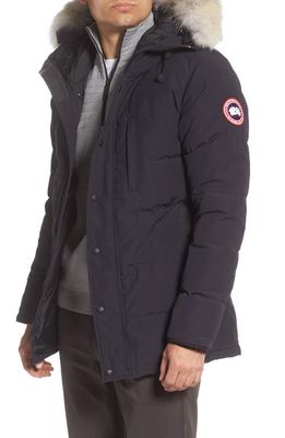 Canada Goose Carson Fusion Fit Hooded Down Parka with Genuine Coyote Fur Trim in Navy
