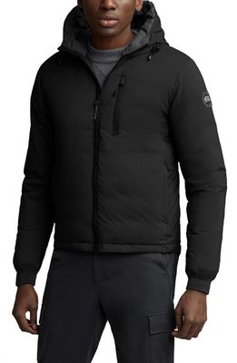 Canada Goose Lodge Packable Down Hooded Jacket in Black Shine