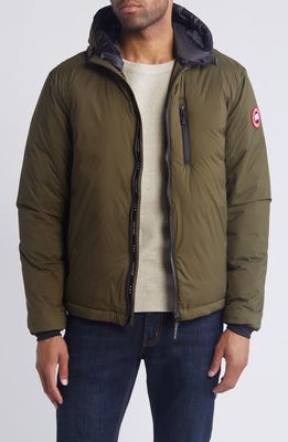 Canada Goose Lodge Packable Windproof 750 Fill Power Down Hooded Jacket in Military Green