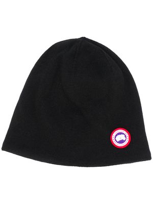 Canada Goose logo patch beanie hat - Black