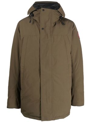 Canada Goose logo-patch hooded parka - Green