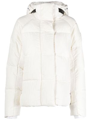 Canada Goose logo-patch slouch-hood puffer jacket - White