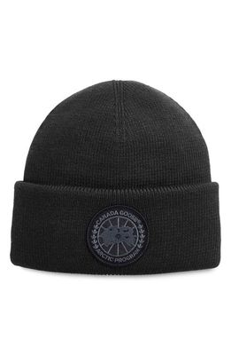 Canada Goose Logo Patch Thermal Merino Wool Beanie in Black