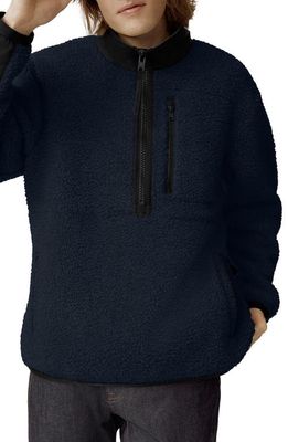 Canada Goose Renfrew Wool Blend Fleece Half Zip Pullover in Atlantic Nvy-Bleu Mar Atlan