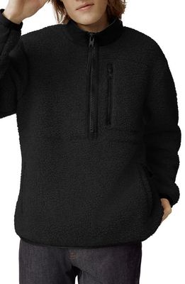 Canada Goose Renfrew Wool Blend Fleece Half Zip Pullover in Black - Noir