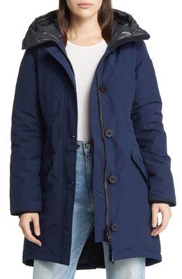 Canada Goose Women's Rossclair Water Resistant 625 Fill Power Down Parka in Atlantic Nvy-Bleu Mar Atlan