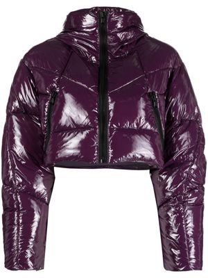 Canadian Club glossy-effect cropped puffer jacket - Purple