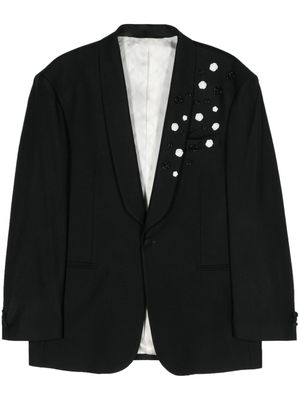 CANAKU single-breasted rose-appliqué blazer - Black