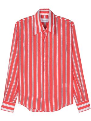 CANAKU striped panelled shirt - Red