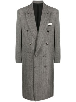 CANAKU zigzag-embroidered wool-blend coat - Black