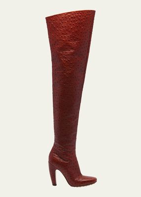 Canalazzo Embossed Leather Over-The-Knee Boots