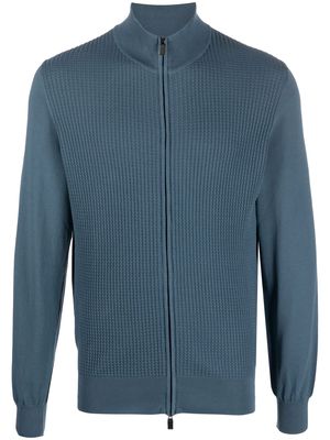 Canali cable-knit cotton cardigan - Blue
