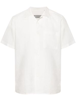 Canali camp-collar linen shirt - White