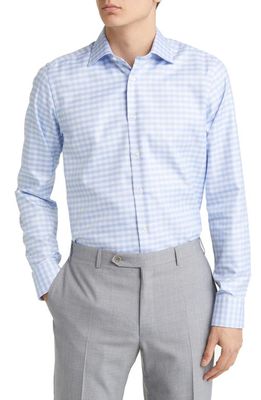 Canali Check Cotton Button-Up Dress Shirt in Blue
