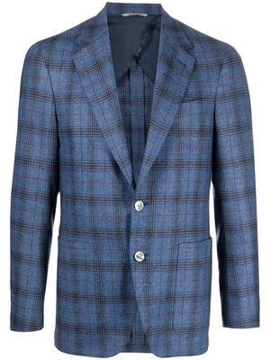 Canali check-pattern single-breasted blazer - Blue