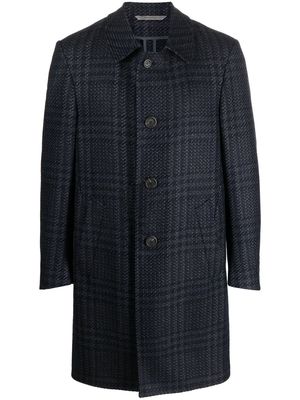 Canali checked single-breasted coat - Blue
