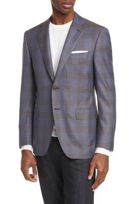 Canali Classic Fit Plaid Wool Sport Coat in Grey/brown