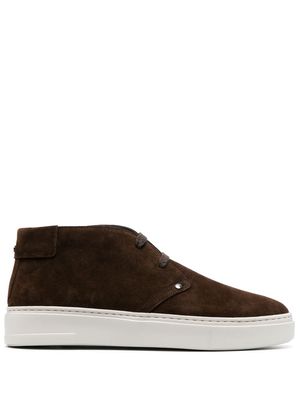 Canali contrast-lace suede sneakers - Brown