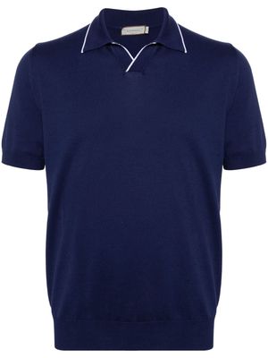 Canali contrasting-trim cotton polo shirt - Blue