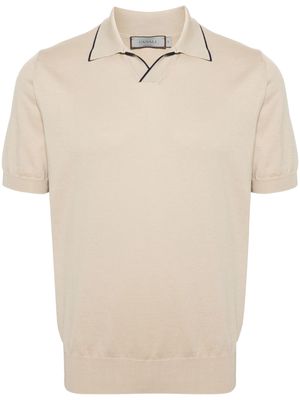 Canali contrasting-trim cotton polo shirt - Brown