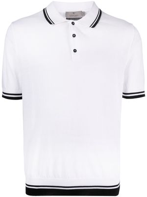 Canali contrasting-trim polo shirt - White