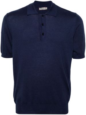 Canali cotton-blend knitted polo shirt - Blue