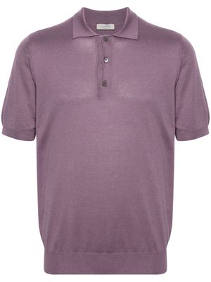Canali cotton-blend knitted polo shirt - Pink