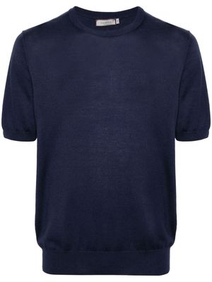 Canali cotton-blend knitted T-shirt - Blue