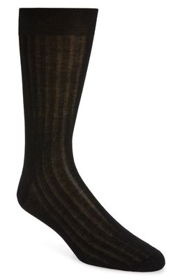 Canali Cotton Rib Dress Socks in Black