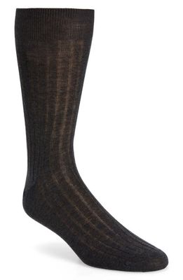 Canali Cotton Rib Dress Socks in Charcoal