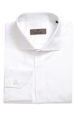 Canali Covered Placket Dress Shirt in White