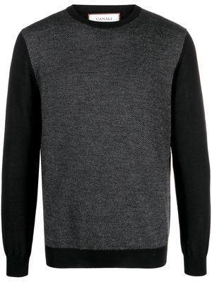 Canali crew-neck bi-colour wool jumper - Black