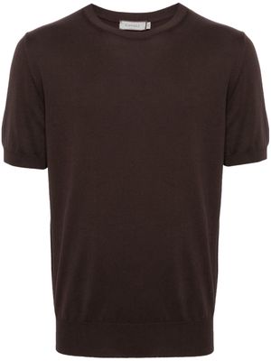 Canali crew-neck fine-knit T-shirt - Brown