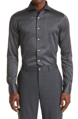 Canali Deco Cotton Jersey Dress Shirt in Charcoal