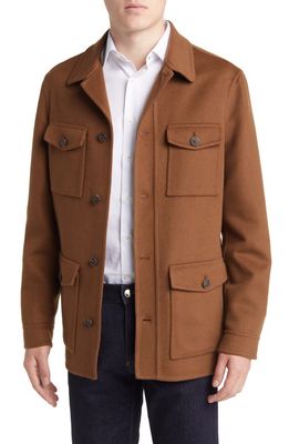 Canali Double Face Wool & Cashmere Safari Jacket in Brown