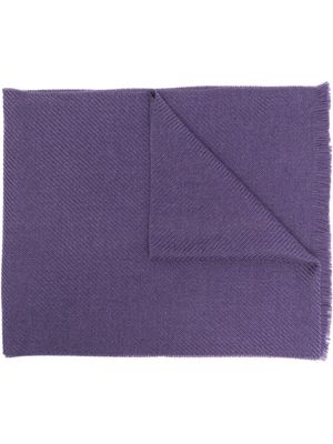 Canali embroidered-logo frayed-edge scarf - Purple