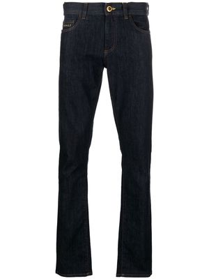 Canali embroidered-logo straight-leg jeans - Blue