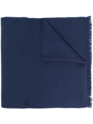 Canali embroidered-logo wool scarf - Blue