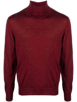 Canali fine-knit roll-neck jumper - Red
