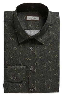 Canali Floral Lyocell Dress Shirt in Green