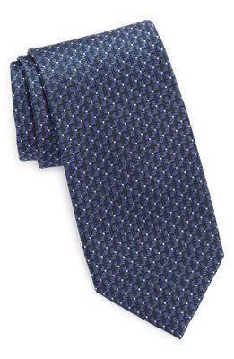 Canali Geometric Silk Jacquard Tie in Dark Blue