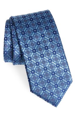 Canali Geometric Silk Tie in Blue