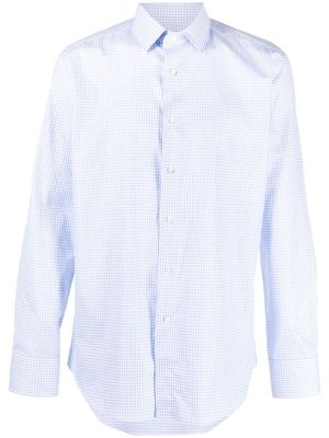 Canali grid-pattern cotton shirt - Blue