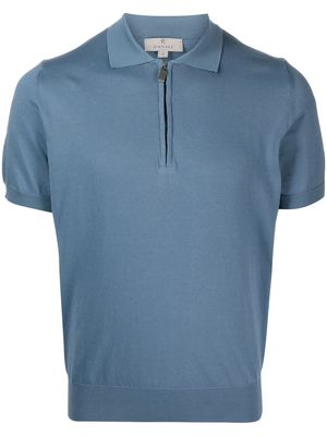 Canali half-zip cotton polo shirt - Blue