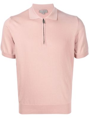 Canali half-zip cotton polo-shirt - Pink