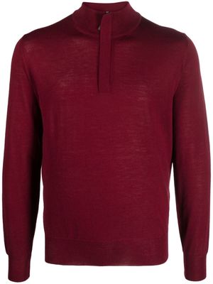 Canali half-zip merino wool jumper - Red